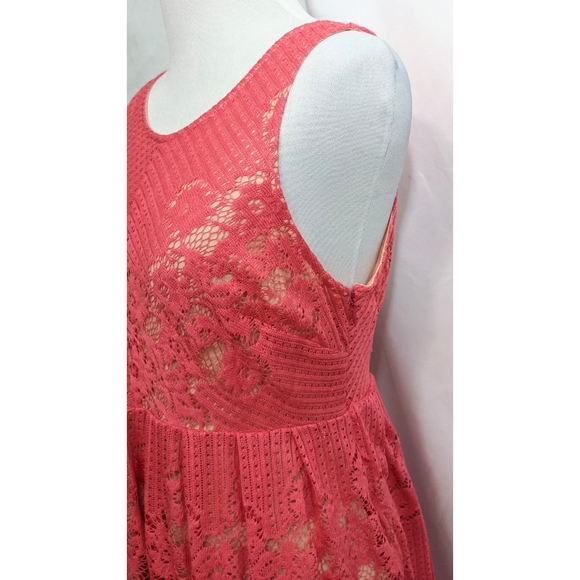 NEW Free People Rocco Lace Cutout Dress - Size 6 Womens - Cherry Pink Red Peach - Picture 6 of 10